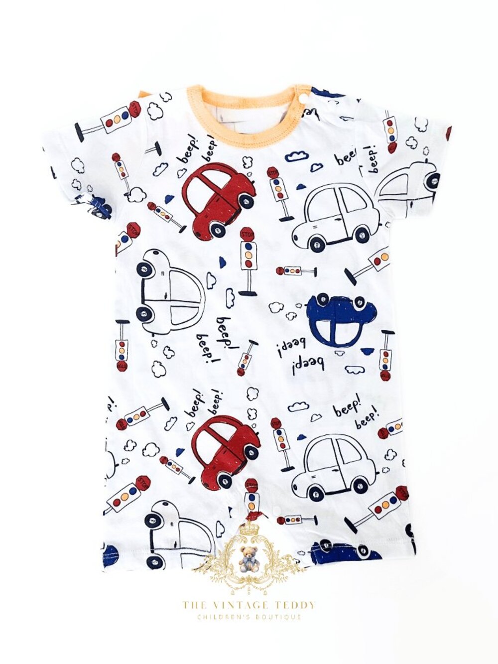 NWT Cute Boys One-piece Sleep N' Play Romper Cars Go Beep! Beep! Colorful 0-3M